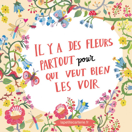Открытка на французском Carte fleurs 